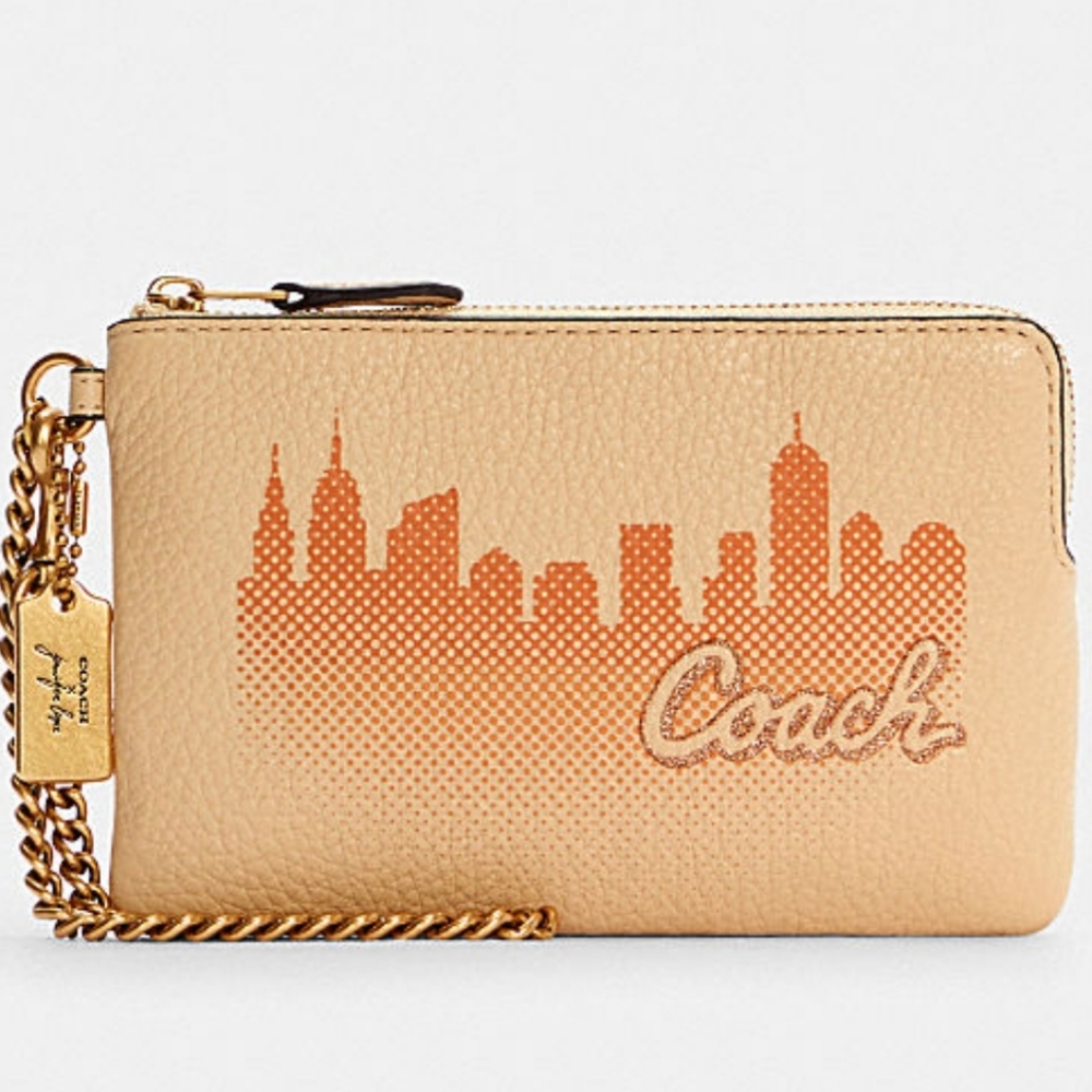 Coach X Jennifer Lopez Corner Zip Wristlet With Nyc Skyline